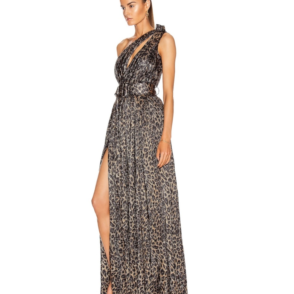 Retrofete Andrea Maxi Dress in Bronze Leopard Small One Shoulder Formal Gala - Picture 10 of 11